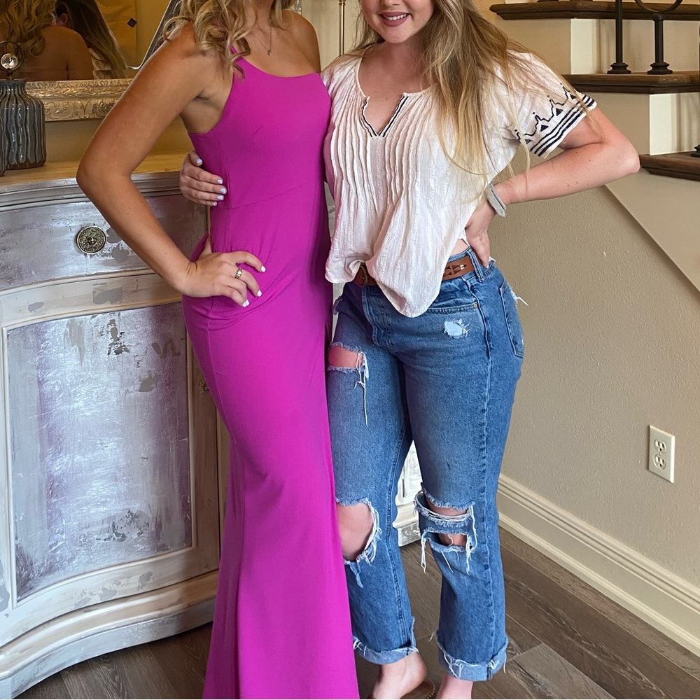 Lovers + Friends pink one shoulder maxi dress, small